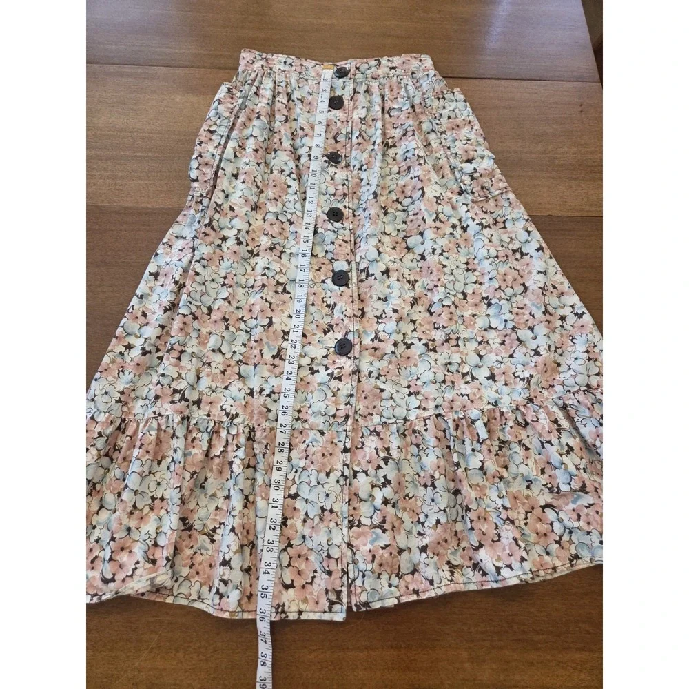 Vtg Reldan Prairie Skirt Women's Sm‎ Med Long Floral Cottagecore Peasant